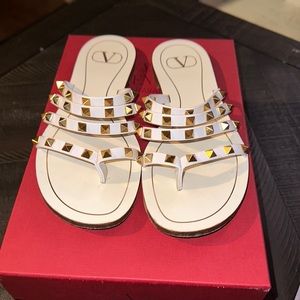 White Valentino Rockstud Sandal